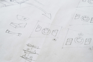 Skizze Interieurgestaltung DeLorean Manufaktur Marton